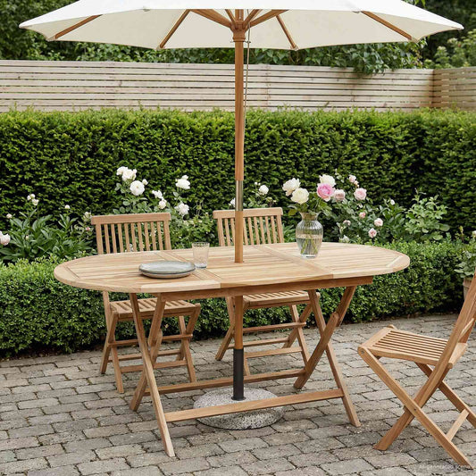 vidaXL Αναδιπλούμενο Τραπέζι Κήπου Φυσικό 160 x 80 x 76 cm