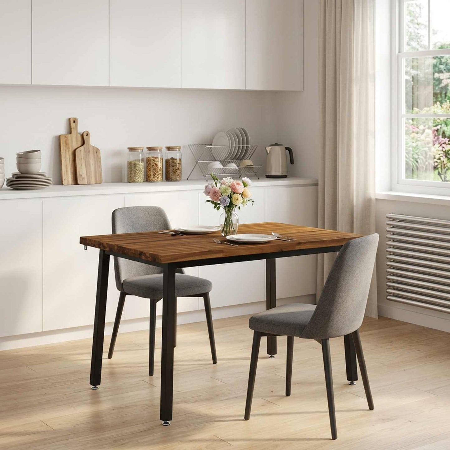vidaXL 120 x 70 x 75 cm Στερεό Ξύλο Ακακίας Φυσικό και Μαύρο