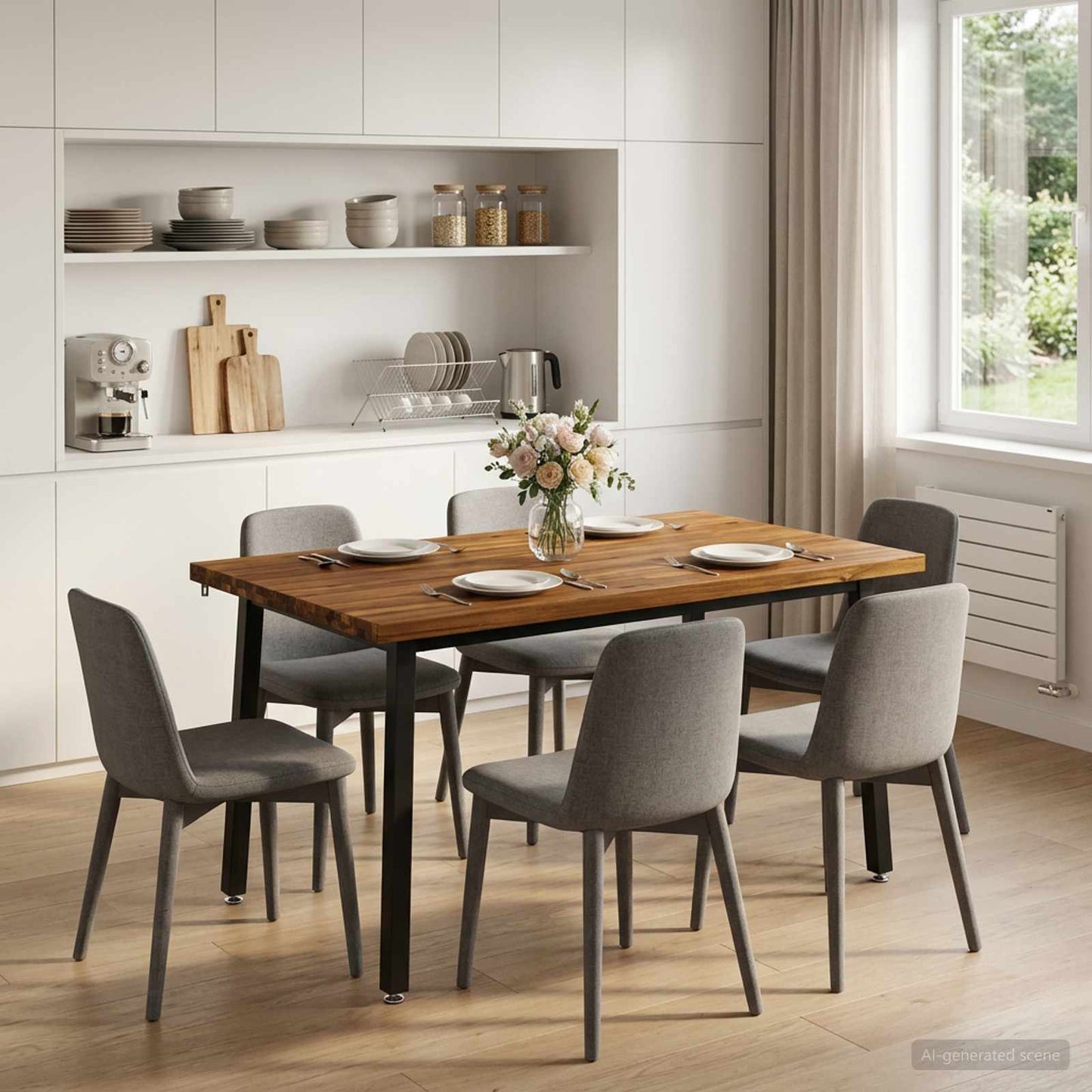 vidaXL 120 x 80 x 75 εκ. Στερεό Ξύλο Ακακίας Φυσικό και Μαύρο