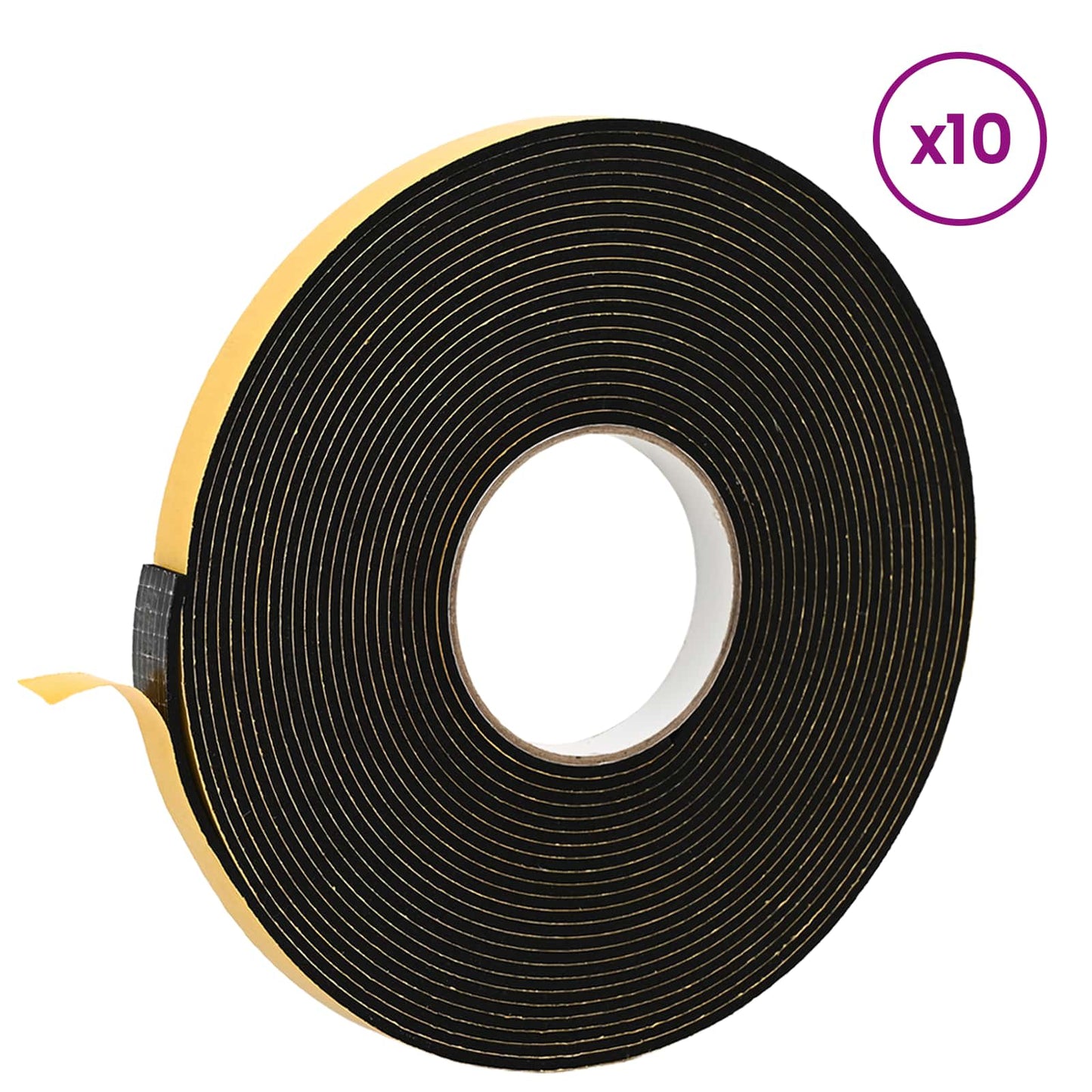 vidaXL Αυτοκόλλητη ταινία αφρού 10 pcs Μαύρο 10 χιλ. x 10 μ. Χ foam CR