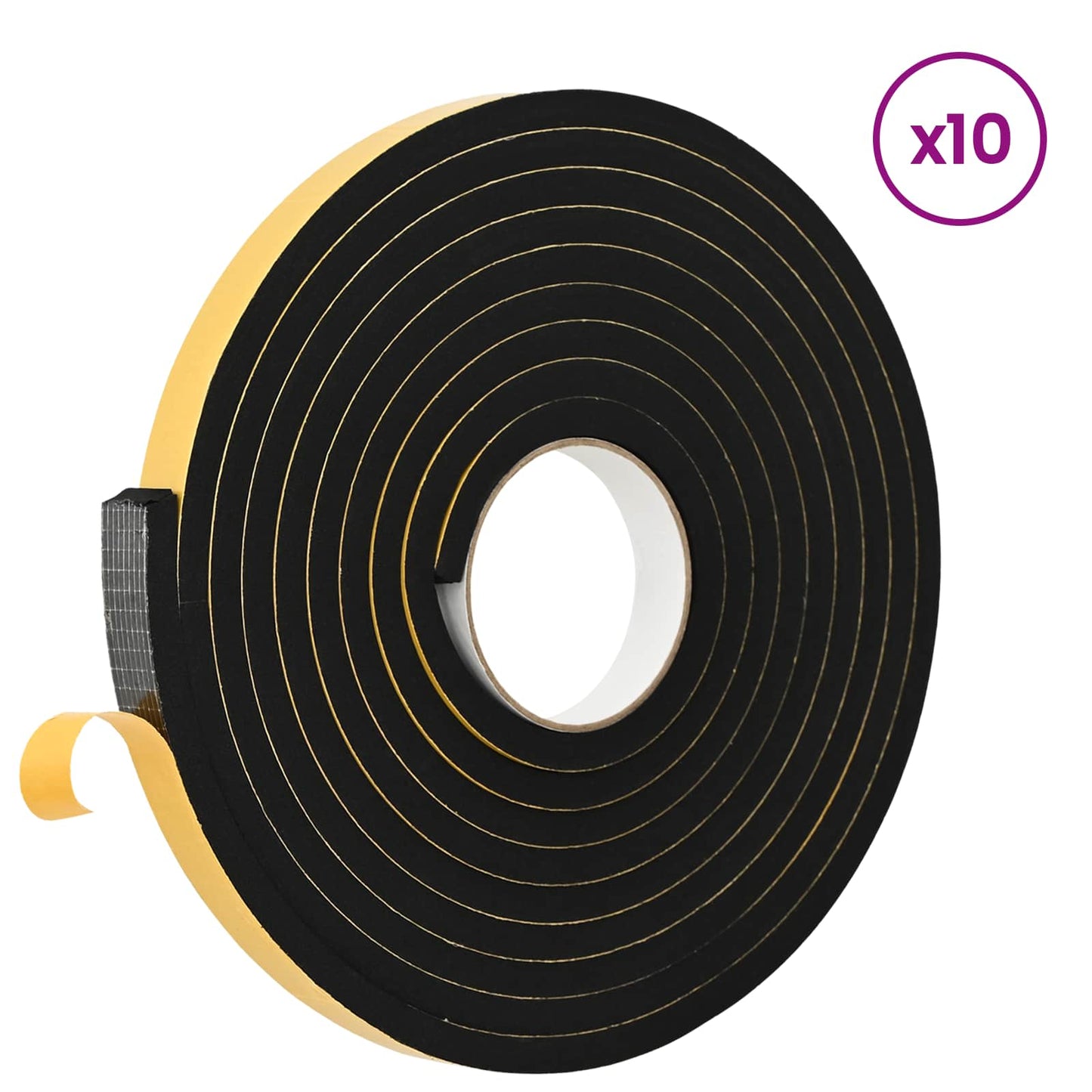 vidaXL Αυτοκόλλητη ταινία αφρού 10 pcs Μαύρο 20mm x 5m Χ foam CR