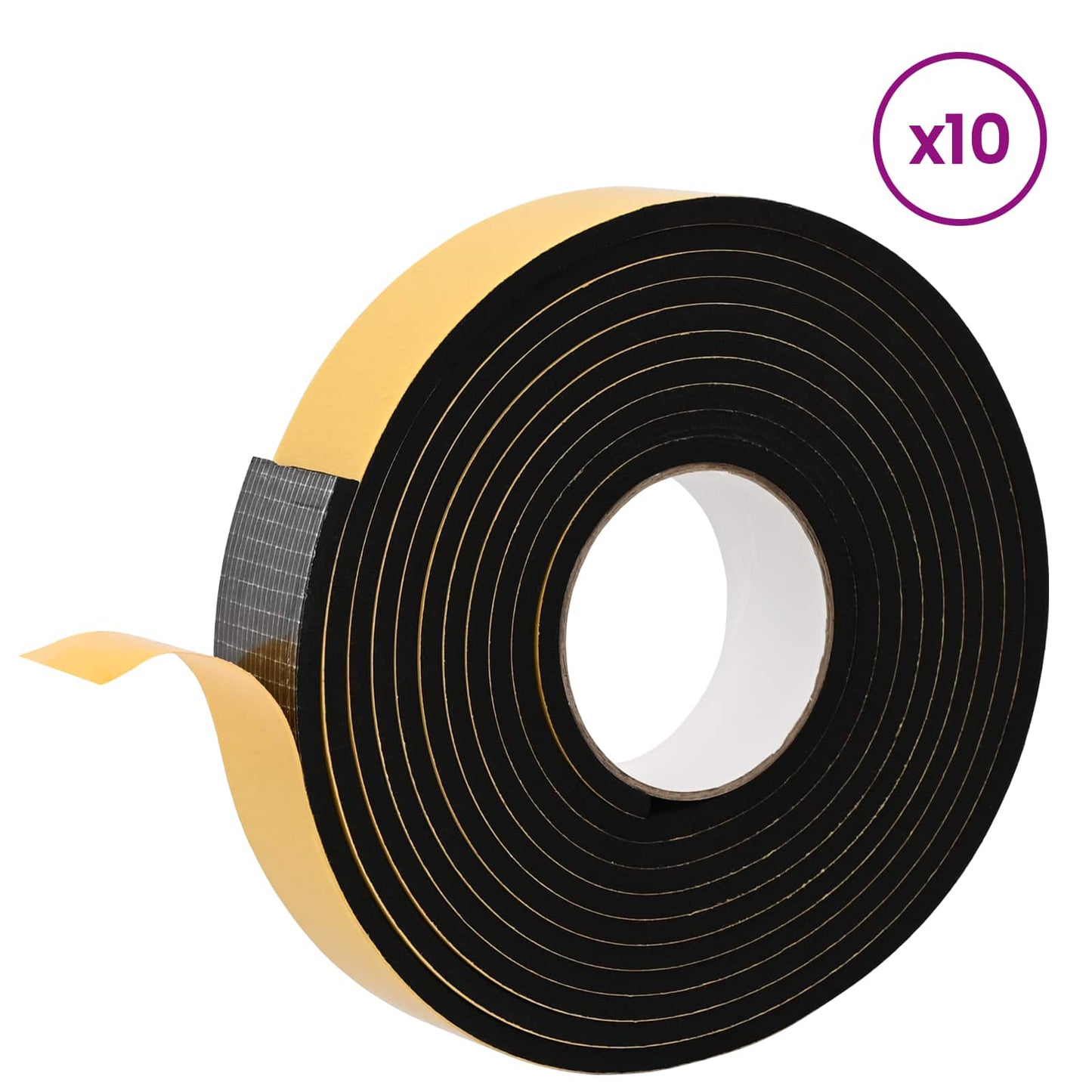 vidaXL Αυτοκόλλητη ταινία αφρού 10 pcs Μαύρο 30χιλ x 5μ Χ foam CR