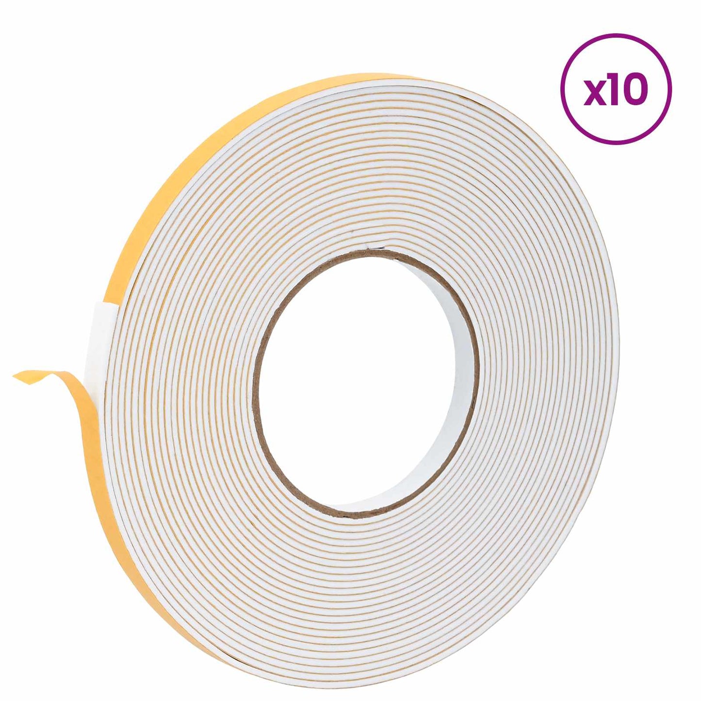 vidaXL Αυτοκόλλητη ταινία αφρού 10 pcs Λευκό 10 χιλ. x 10 μ. Χ foam CR