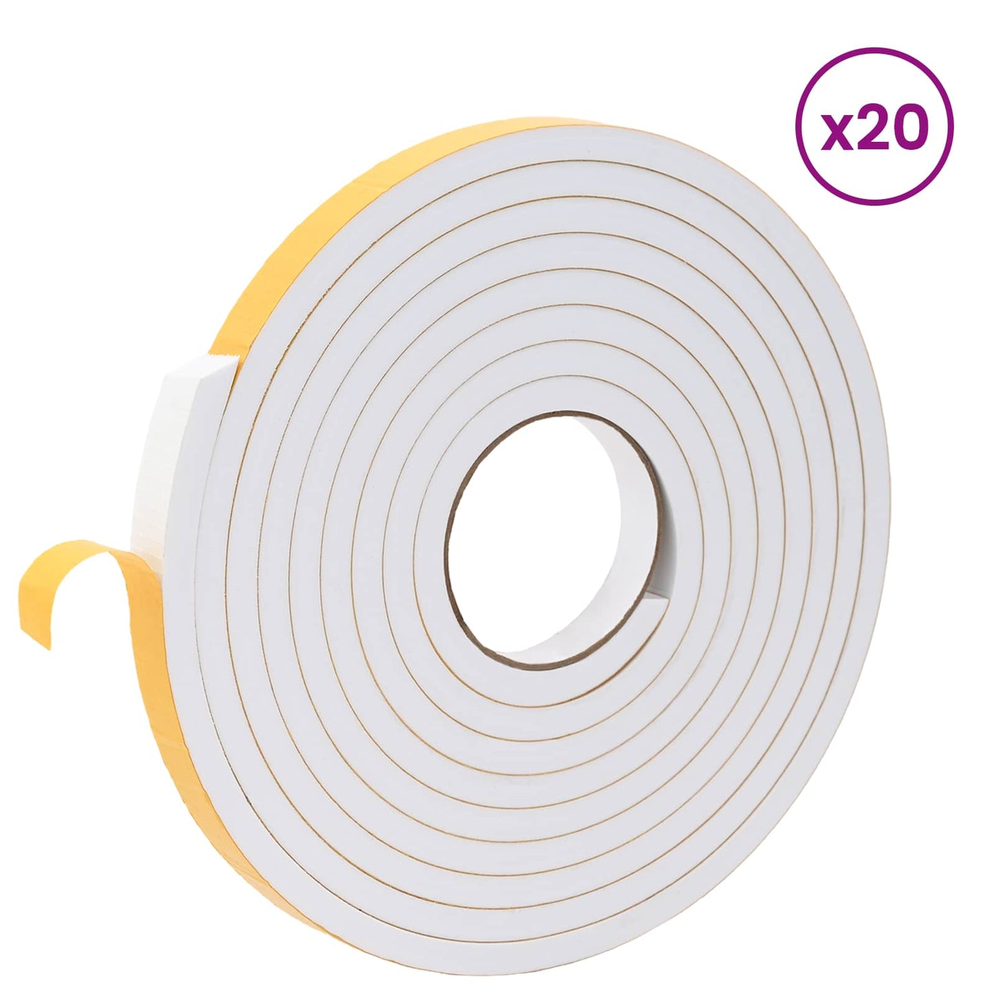 vidaXL Αυτοκόλλητη ταινία αφρού 20 pcs Λευκό 20mm x 5m Χ foam CR