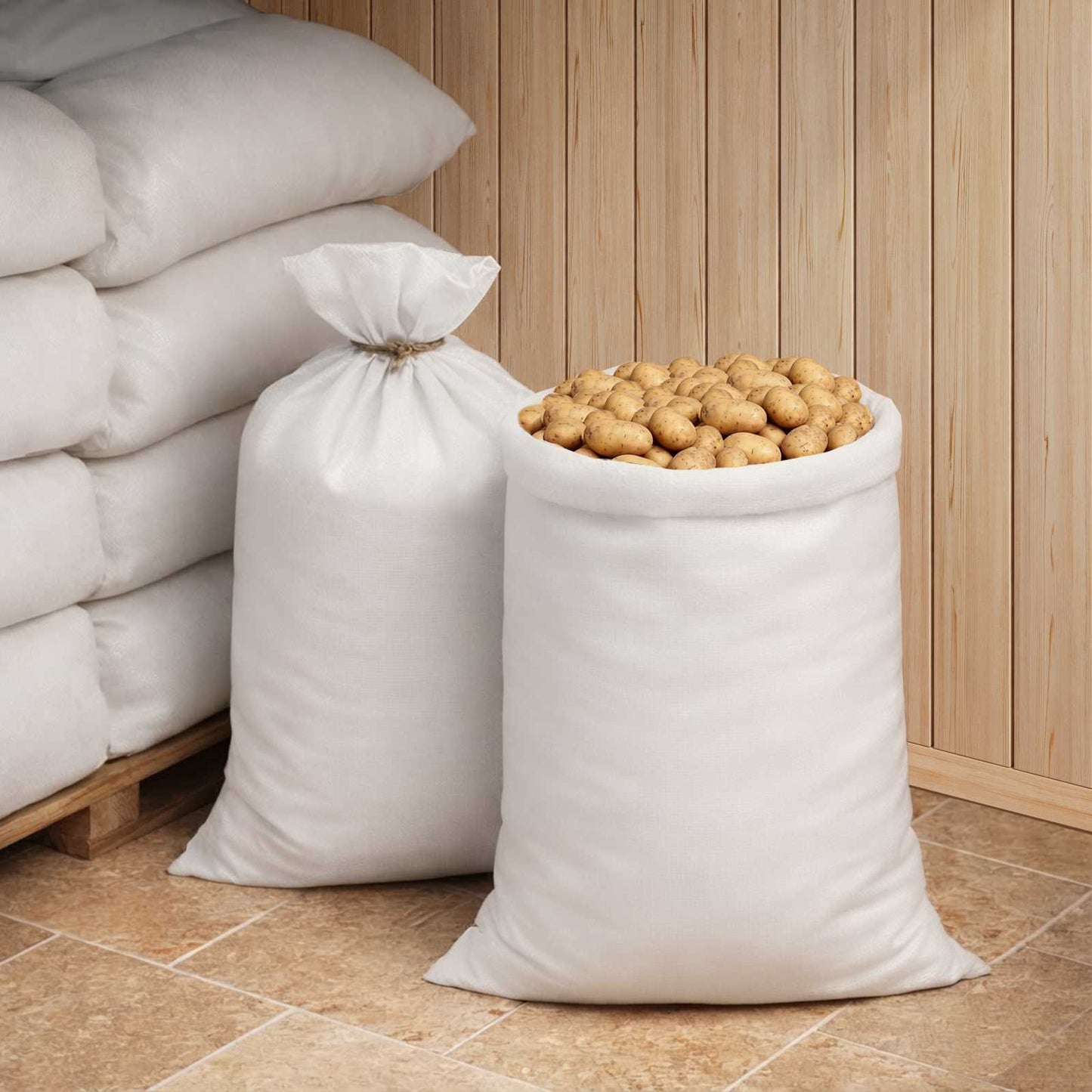 vidaXL Υφασμάτινοι σακίδες 10 pcs Λευκό 60 x 110 cm PP