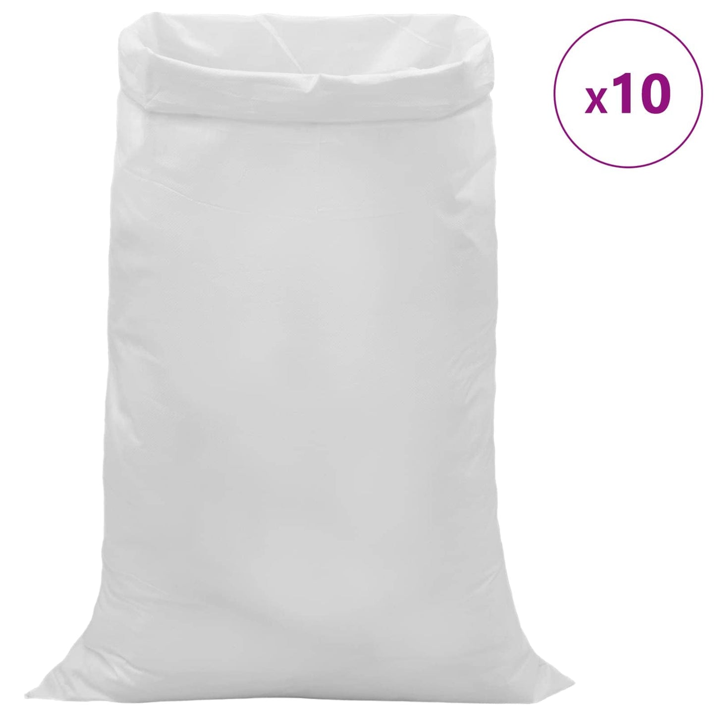 vidaXL Υφασμάτινοι σακίδες 10 pcs Λευκό 80 x 125 cm PP