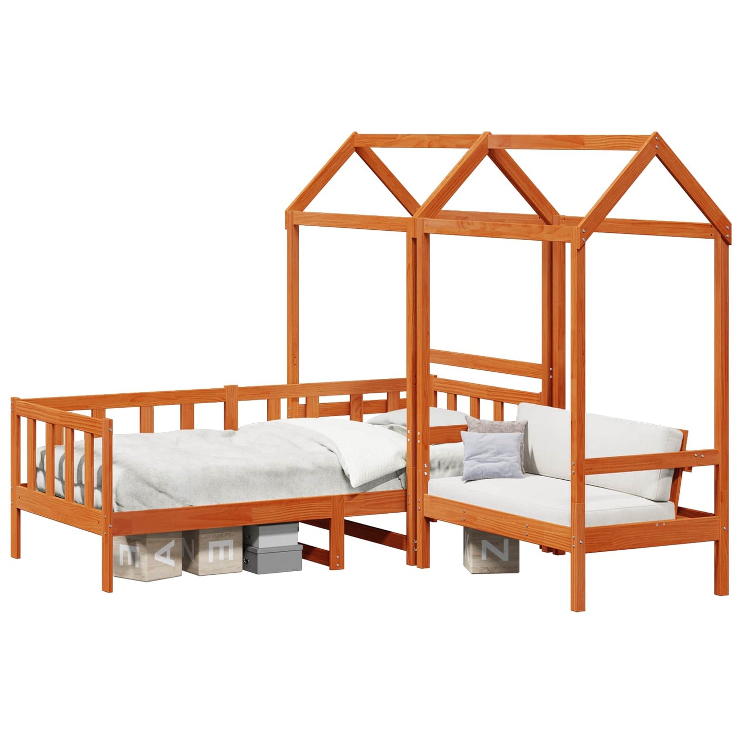 vidaXL Σετ Κρεβατιού Ημέρας Κερωμένο Καφέ 90 x 200 cm Στερεό πεύκο