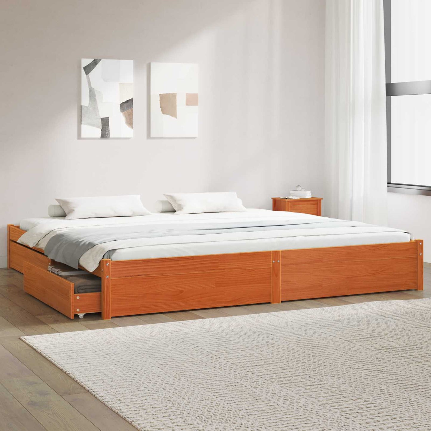 vidaXL Σκελετός Κρεβατιού Κερωτό καφέ 180 x 200 cm Στερεό ξύλο πεύκου