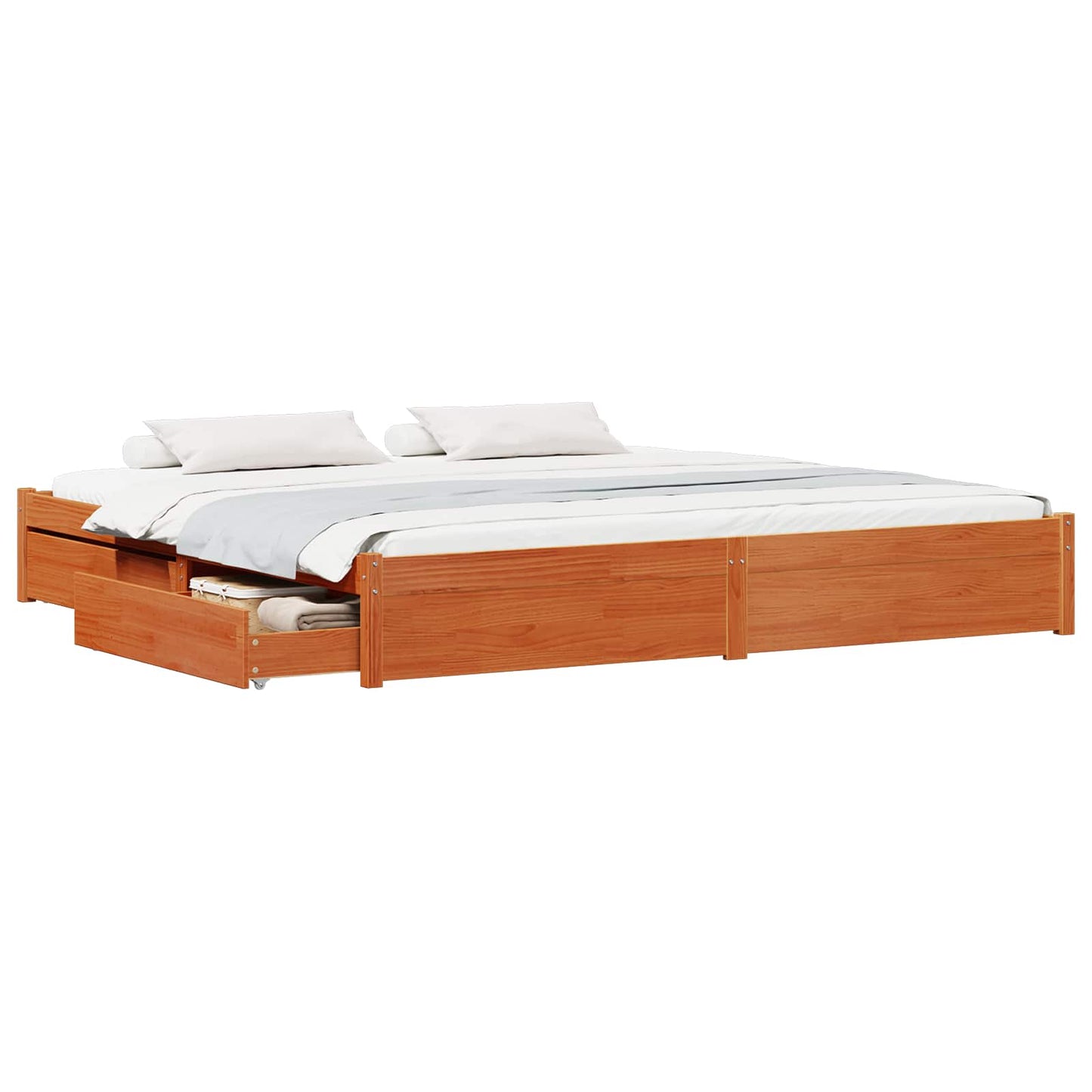vidaXL Σκελετός Κρεβατιού Κερωτό καφέ 180 x 200 cm Στερεό ξύλο πεύκου