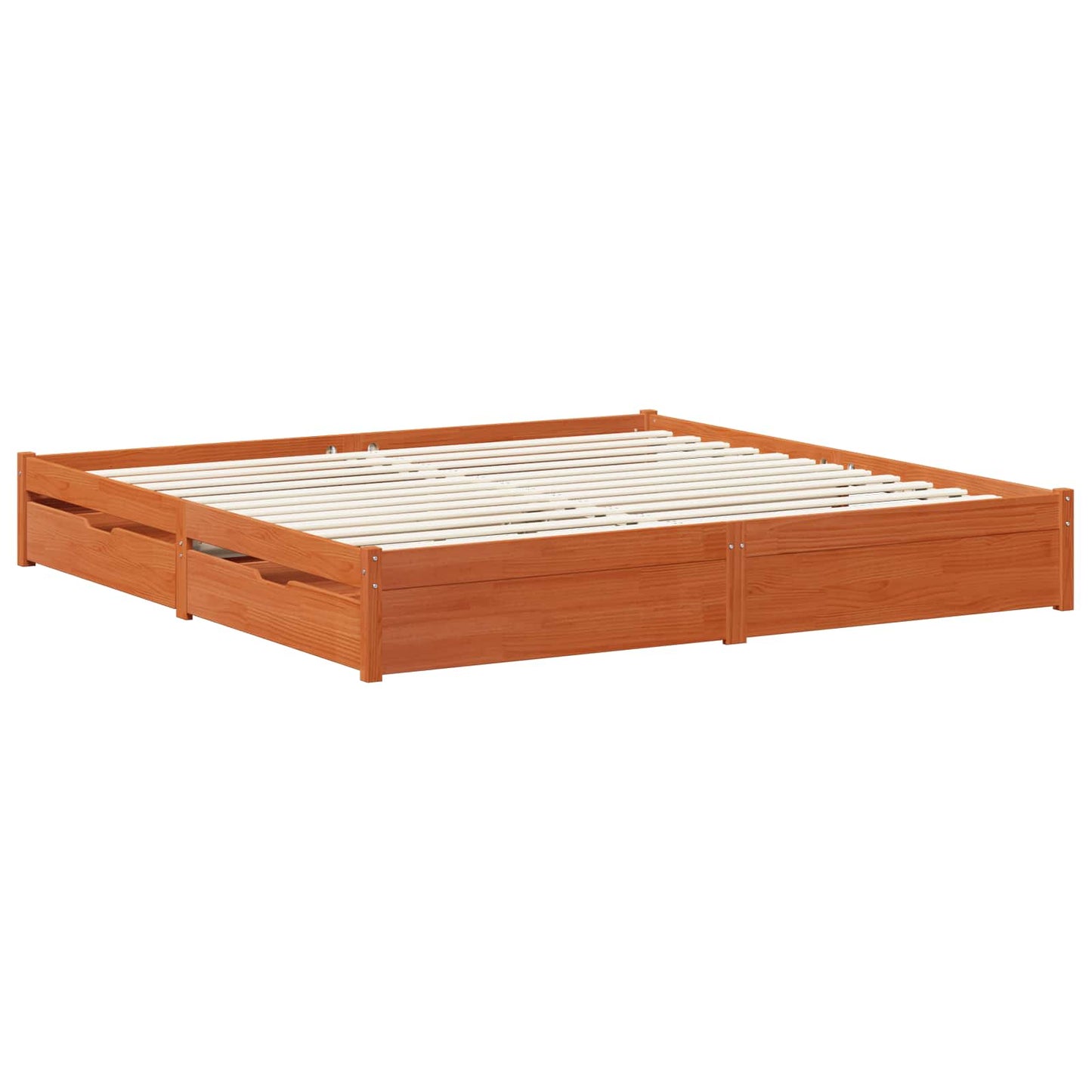 vidaXL Σκελετός Κρεβατιού Κερωτό καφέ 200 x 200 cm Στερεό ξύλο πεύκου