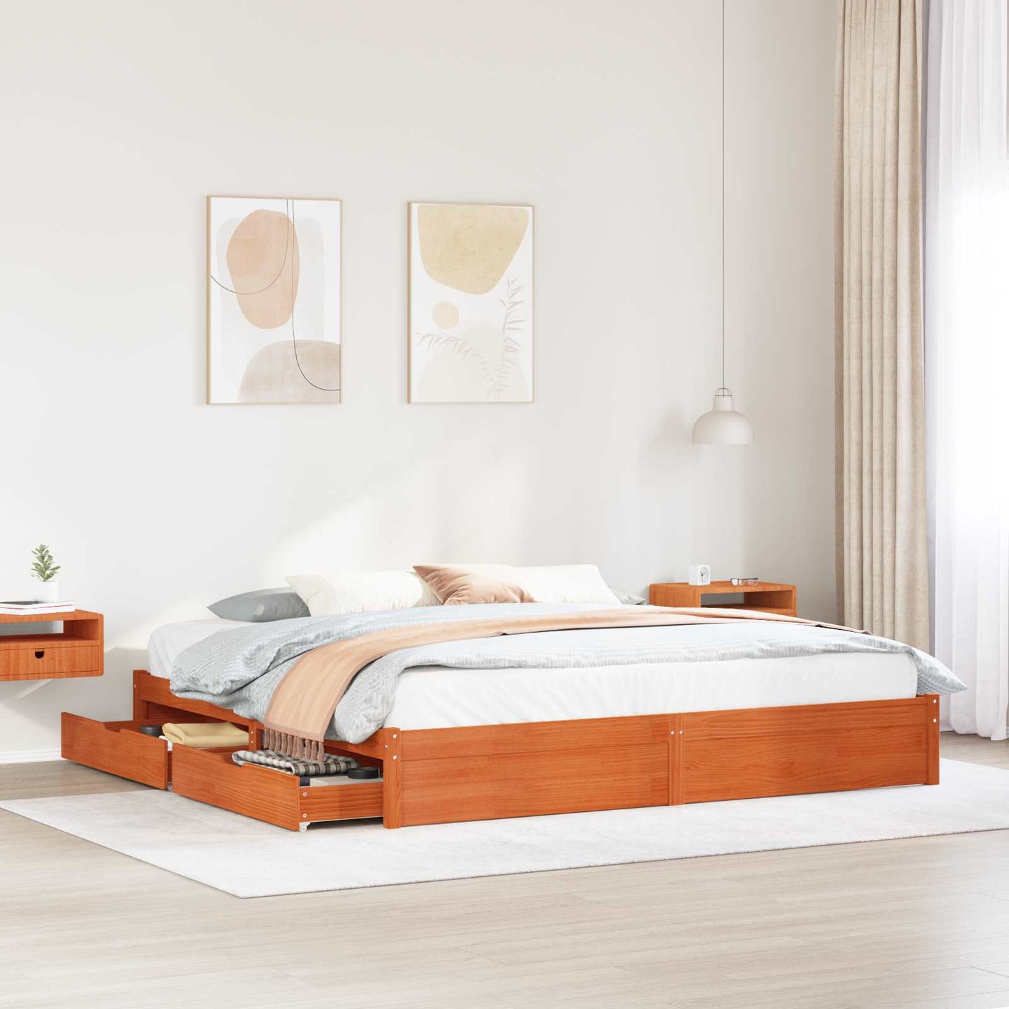 vidaXL Σκελετός Κρεβατιού Κερωτό καφέ 180 x 200 cm Στερεό ξύλο πεύκου