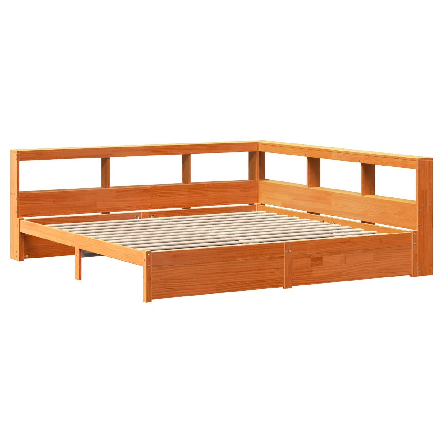 vidaXL Κρεβάτι Βιβλιοθήκης με κεφαλάρι 2 pcs Κερωτό καφέ 200 x 200 cm