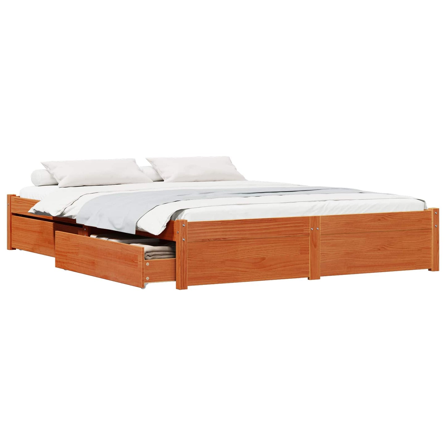 vidaXL Σκελετός Κρεβατιού Κερωτό καφέ 160 x 200 cm Στερεό ξύλο πεύκου