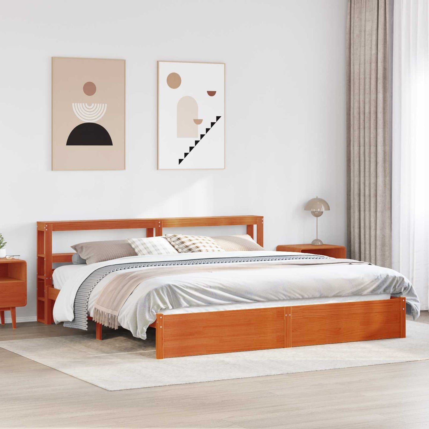 vidaXL Σκελετός Κρεβατιού Κερωτό καφέ 180 x 200 cm Στερεό ξύλο πεύκου