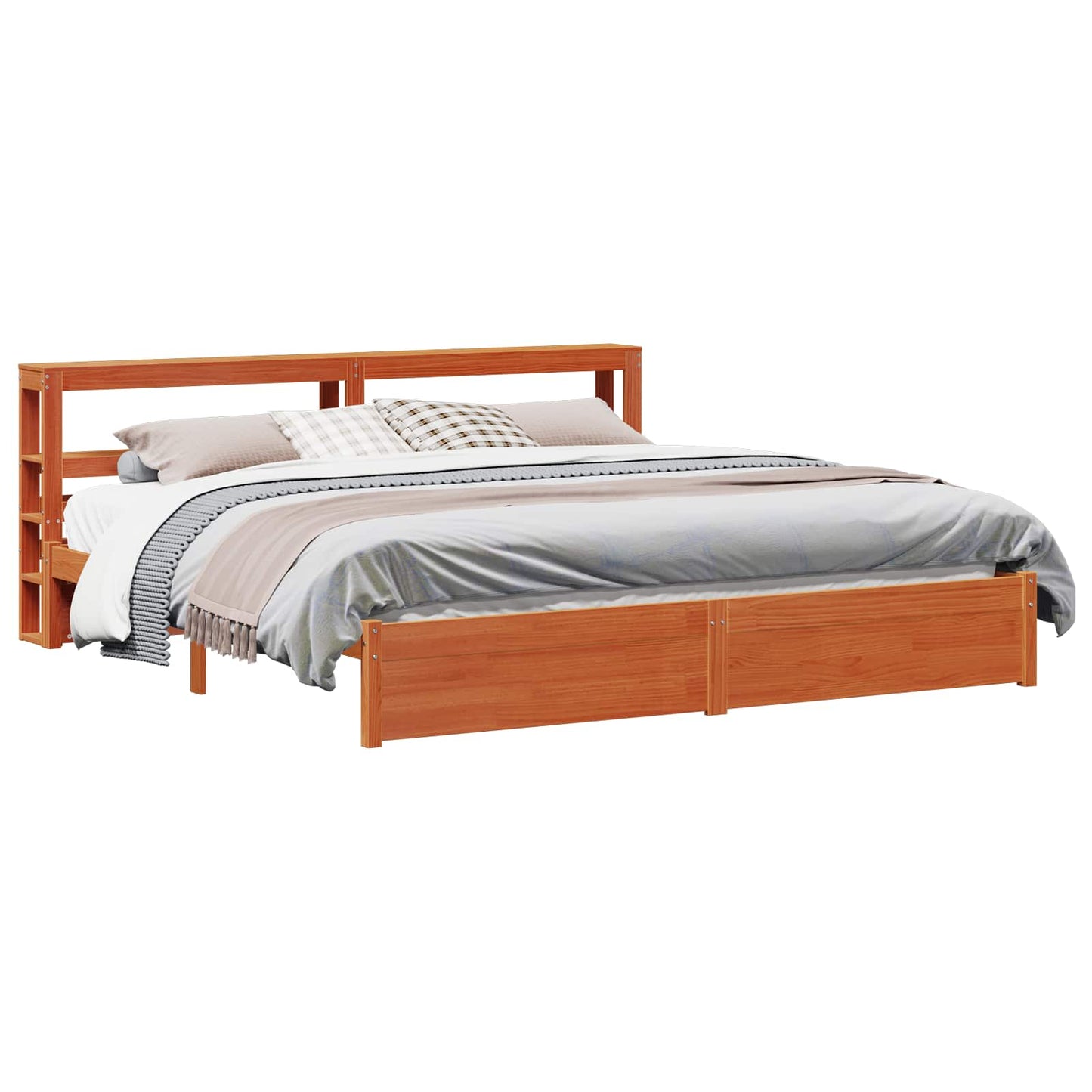 vidaXL Σκελετός Κρεβατιού Κερωτό καφέ 180 x 200 cm Στερεό ξύλο πεύκου
