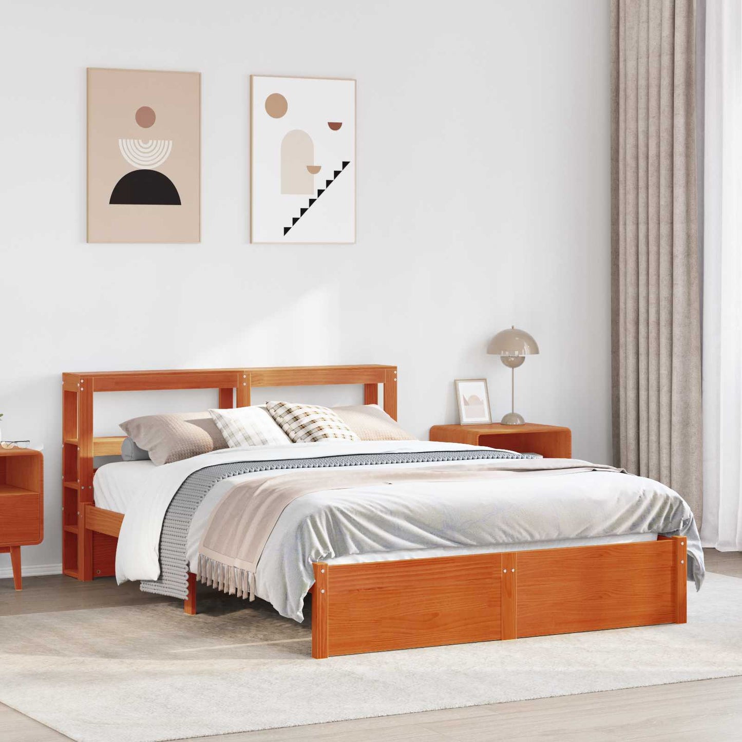 vidaXL Σκελετός Κρεβατιού Κερωτό καφέ 160 x 200 cm Στερεό ξύλο πεύκου