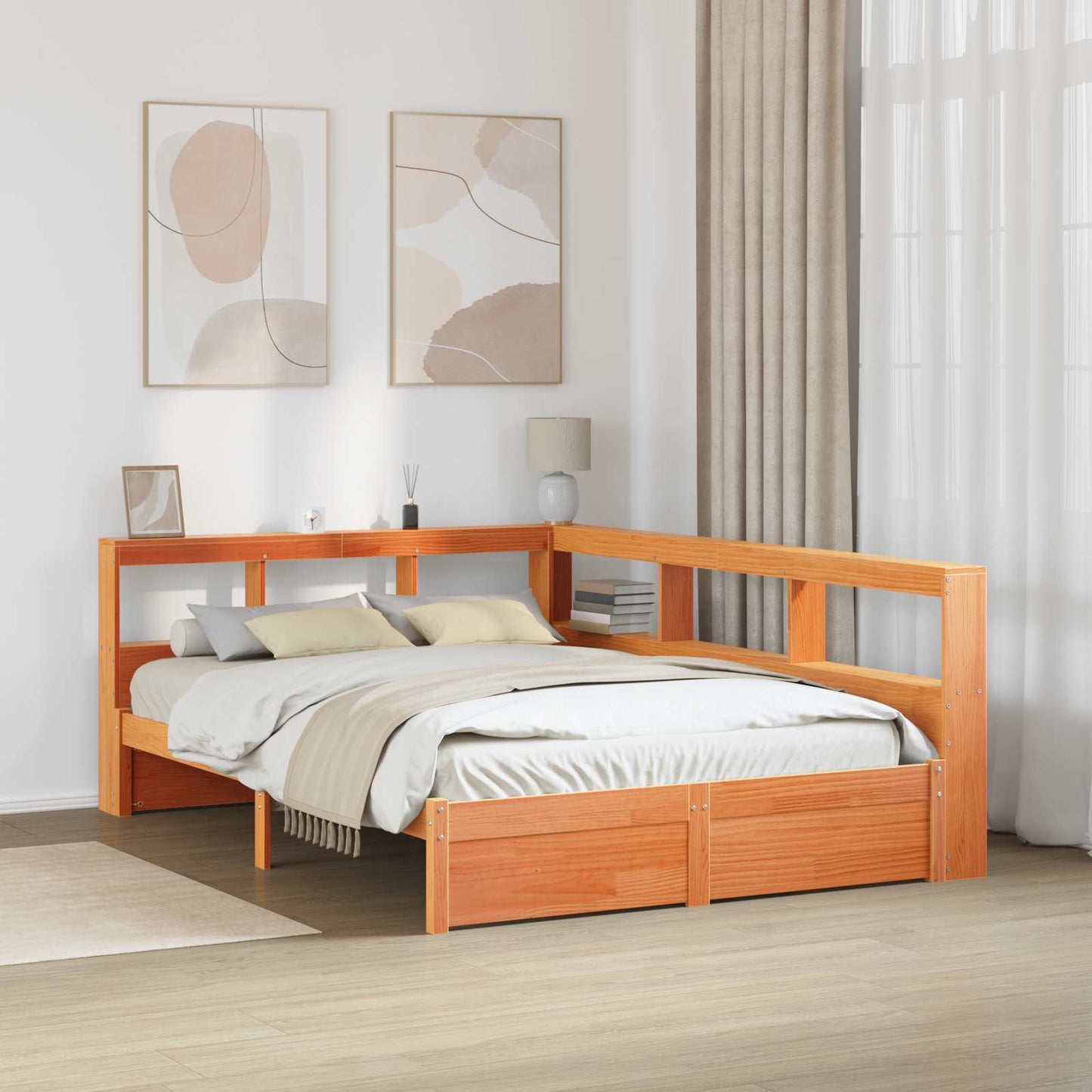 vidaXL Κρεβάτι Βιβλιοθήκης 2 pcs Κερωτό καφέ 200 x 160 εκατοστά