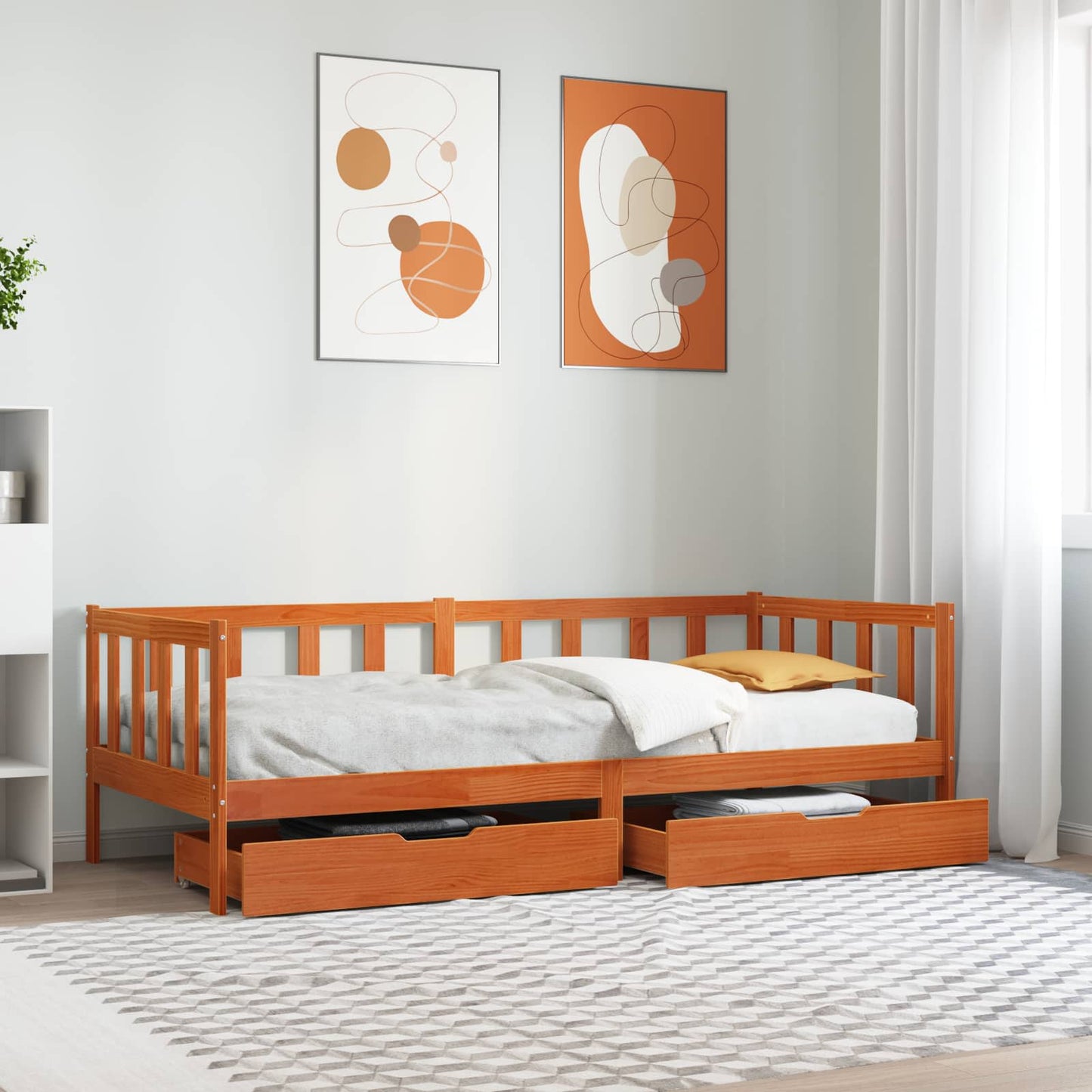 vidaXL Καναπές Κρεβάτι με συρτάρι 3 pcs Κερωτό καφέ Στερεό ξύλο πεύκου