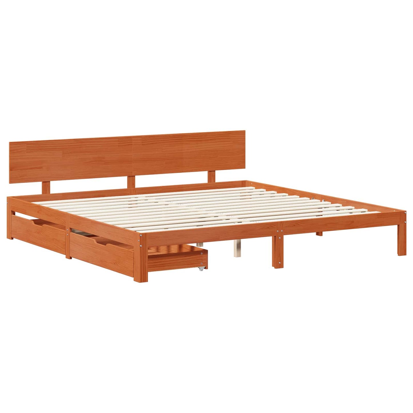 vidaXL Σκελετός Κρεβατιού Κερωτό καφέ 180 x 200 cm Στερεό ξύλο πεύκου