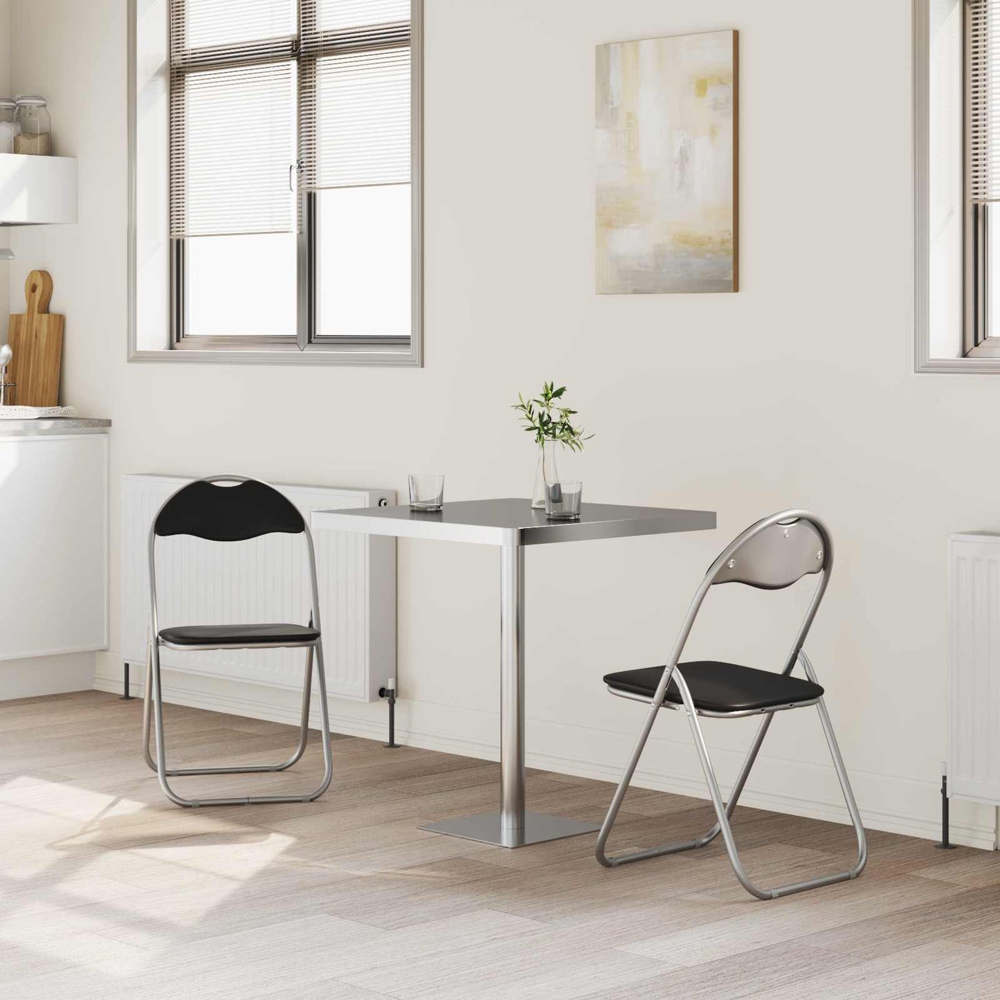 vidaXL Πτυσσόμενη Καρέκλα 2 pcs Μαύρο και Γκρι 48 x 43,5 x 81 εκ.