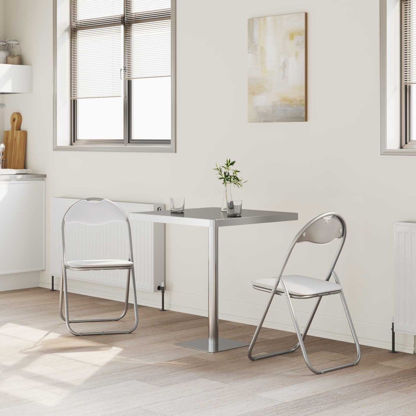 vidaXL Πτυσσόμενη Καρέκλα 2 pcs Λευκό και Γκρι 48 x 43,5 x 81 εκ.