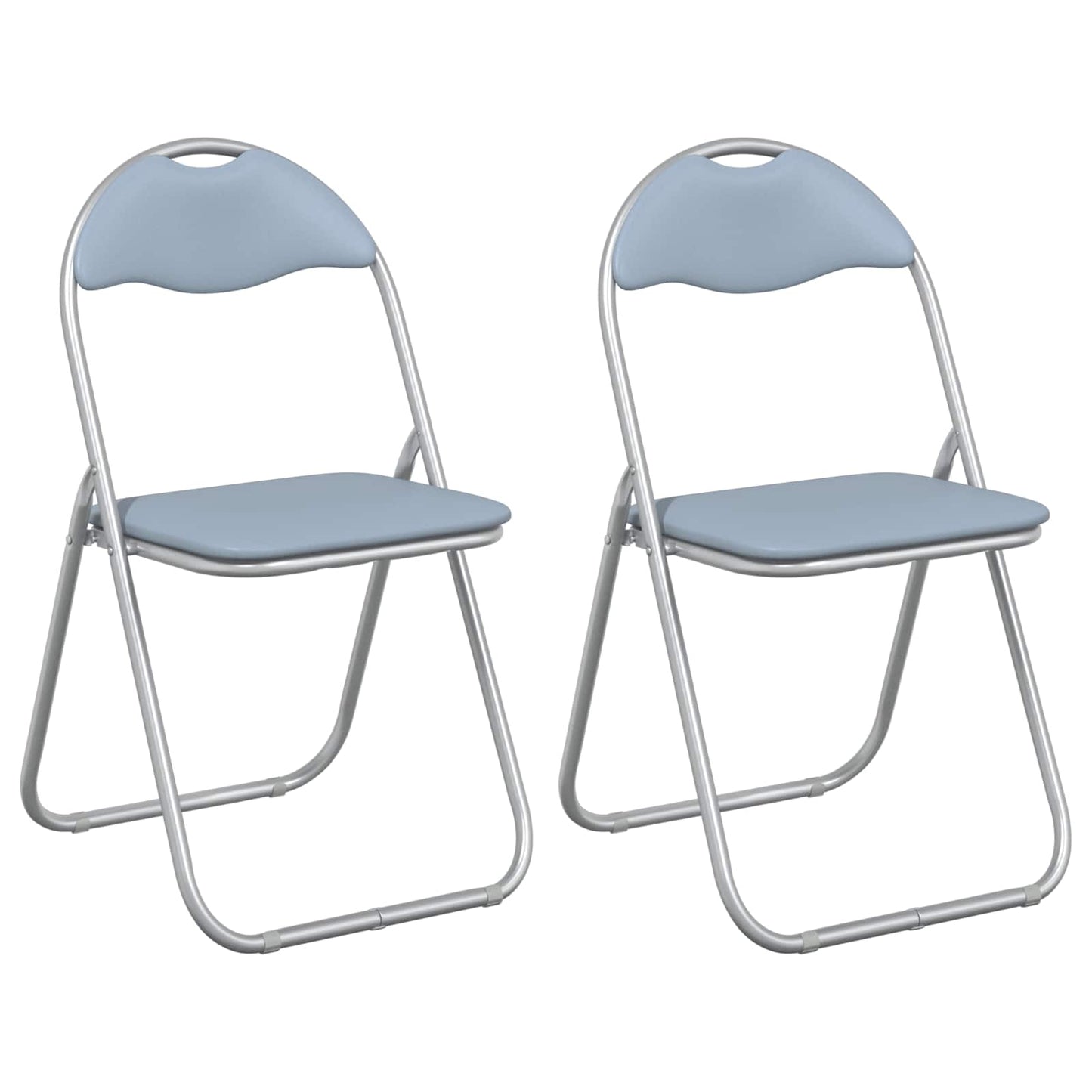 vidaXL Πτυσσόμενη Καρέκλα 2 pcs Γκρι 48 x 43,5 x 81 εκ. Τεχνητό Δέρμα
