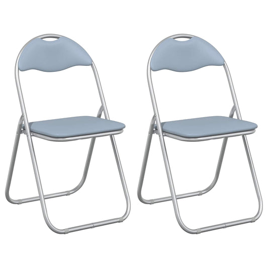 vidaXL Πτυσσόμενη Καρέκλα 2 pcs Γκρι 48 x 43,5 x 81 εκ. Τεχνητό Δέρμα