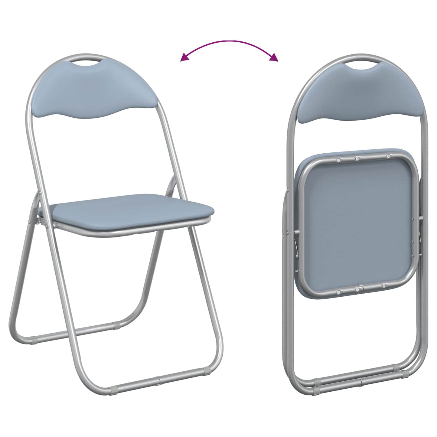 vidaXL Πτυσσόμενη Καρέκλα 2 pcs Γκρι 48 x 43,5 x 81 εκ. Τεχνητό Δέρμα