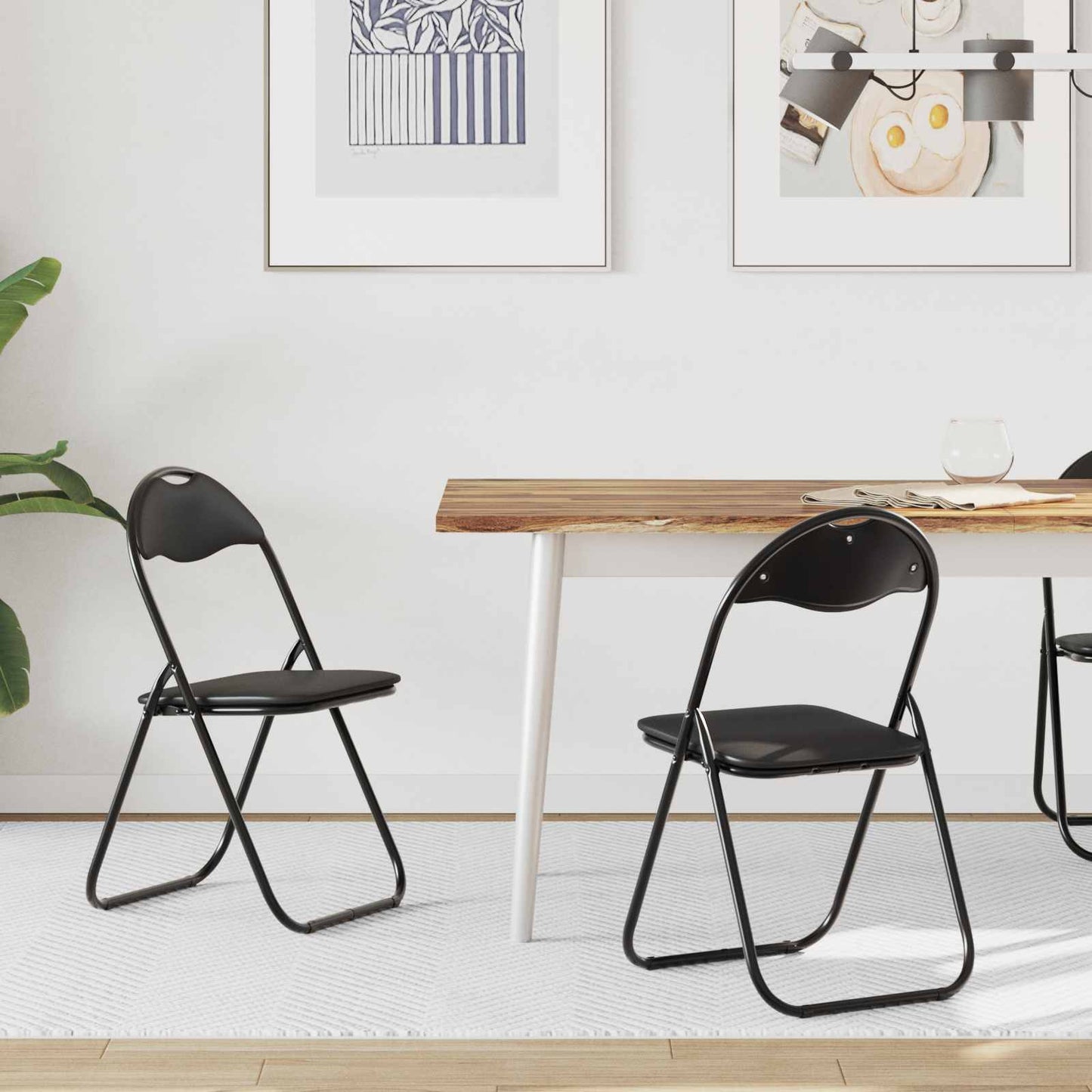 vidaXL Πτυσσόμενη Καρέκλα 2 pcs Μαύρο 48 x 43,5 x 81 εκ. Τεχνητό Δέρμα