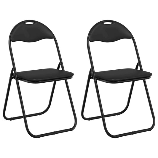 vidaXL Πτυσσόμενη Καρέκλα 2 pcs Μαύρο 48 x 43,5 x 81 εκ. Τεχνητό Δέρμα
