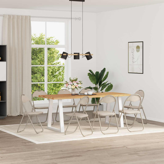 vidaXL Πτυσσόμενη Καρέκλα 8 pcs Άμμος 48 x 43,5 x 81 εκ. Τεχνητό Δέρμα