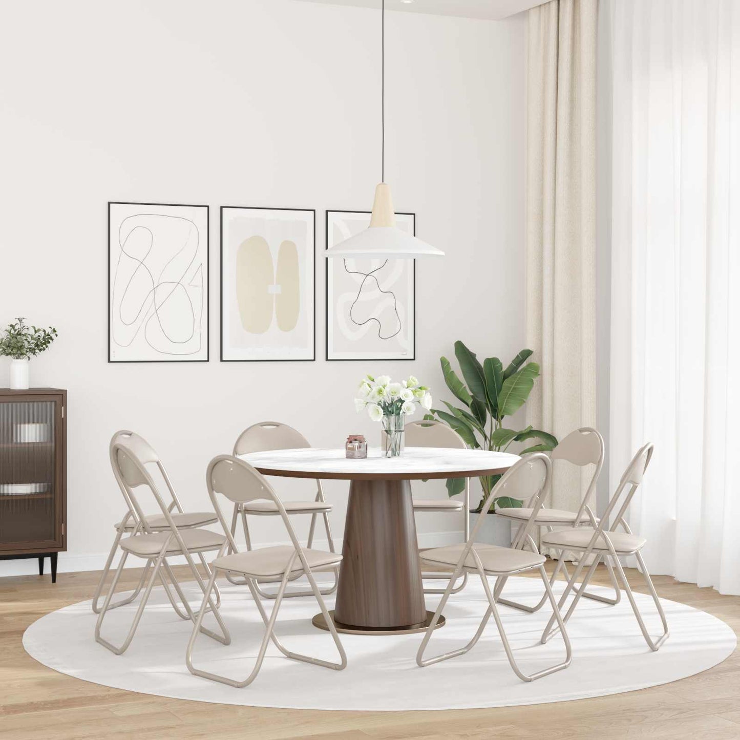 vidaXL Πτυσσόμενη Καρέκλα 8 pcs Άμμος 48 x 43,5 x 81 εκ. Τεχνητό Δέρμα