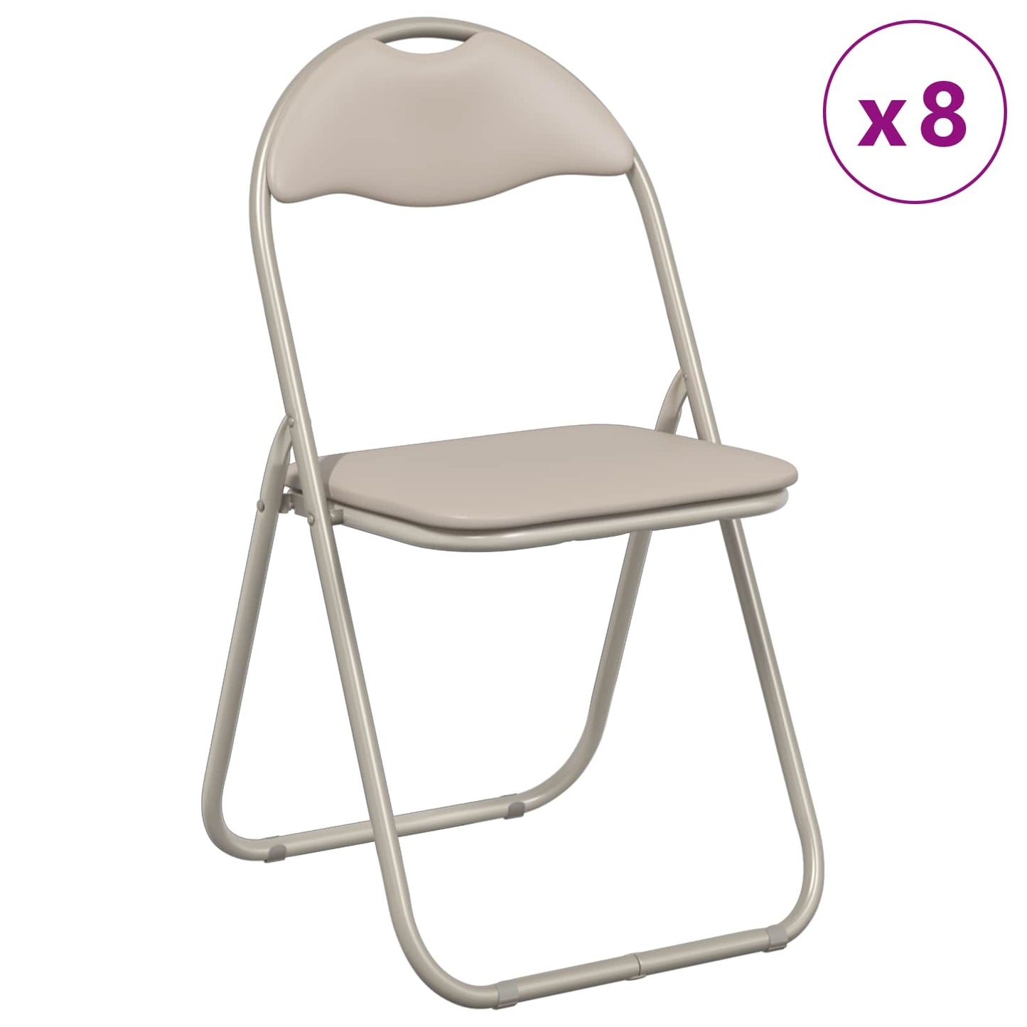 vidaXL Πτυσσόμενη Καρέκλα 8 pcs Άμμος 48 x 43,5 x 81 εκ. Τεχνητό Δέρμα