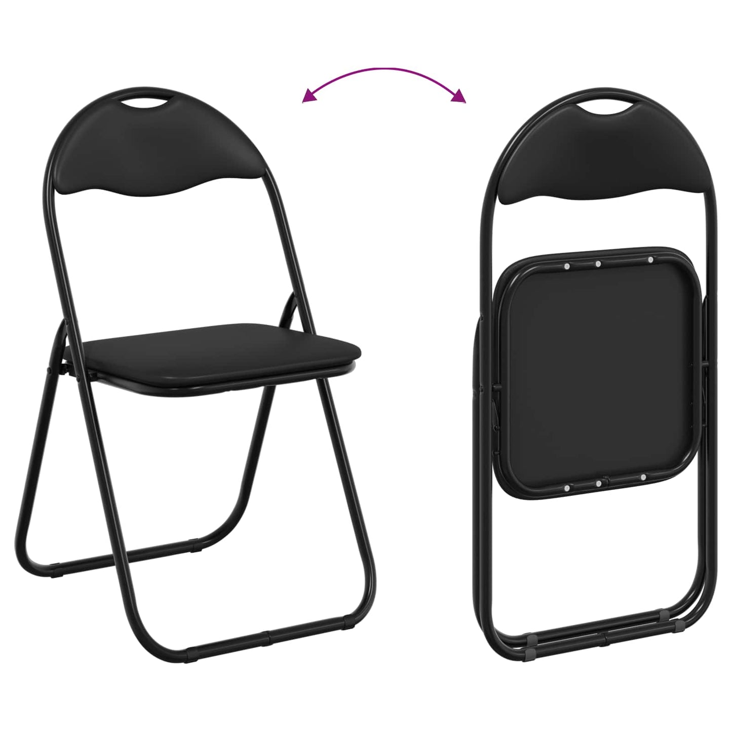 vidaXL Πτυσσόμενη Καρέκλα 8 pcs Μαύρο 48 x 43,5 x 81 εκ. Τεχνητό Δέρμα