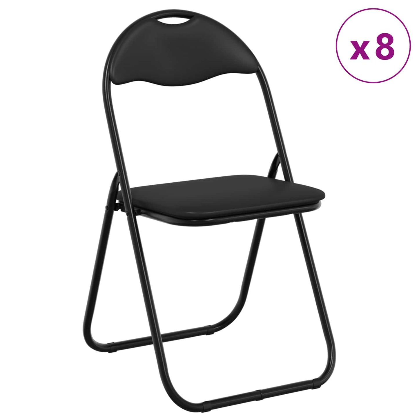 vidaXL Πτυσσόμενη Καρέκλα 8 pcs Μαύρο 48 x 43,5 x 81 εκ. Τεχνητό Δέρμα