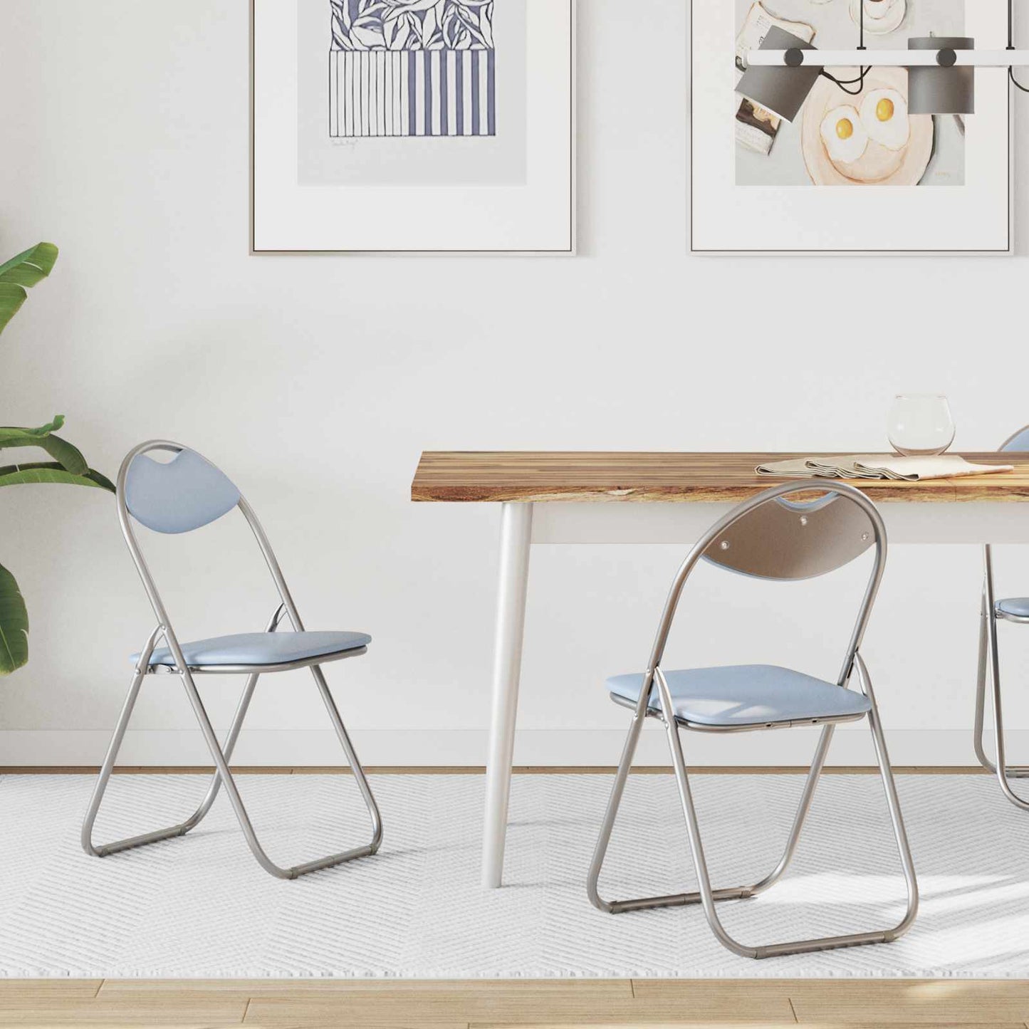 vidaXL Σαλονάκι Τραπεζαρίας Αναδιπλούμενο 2 pcs Γκρι PVC ατσάλι