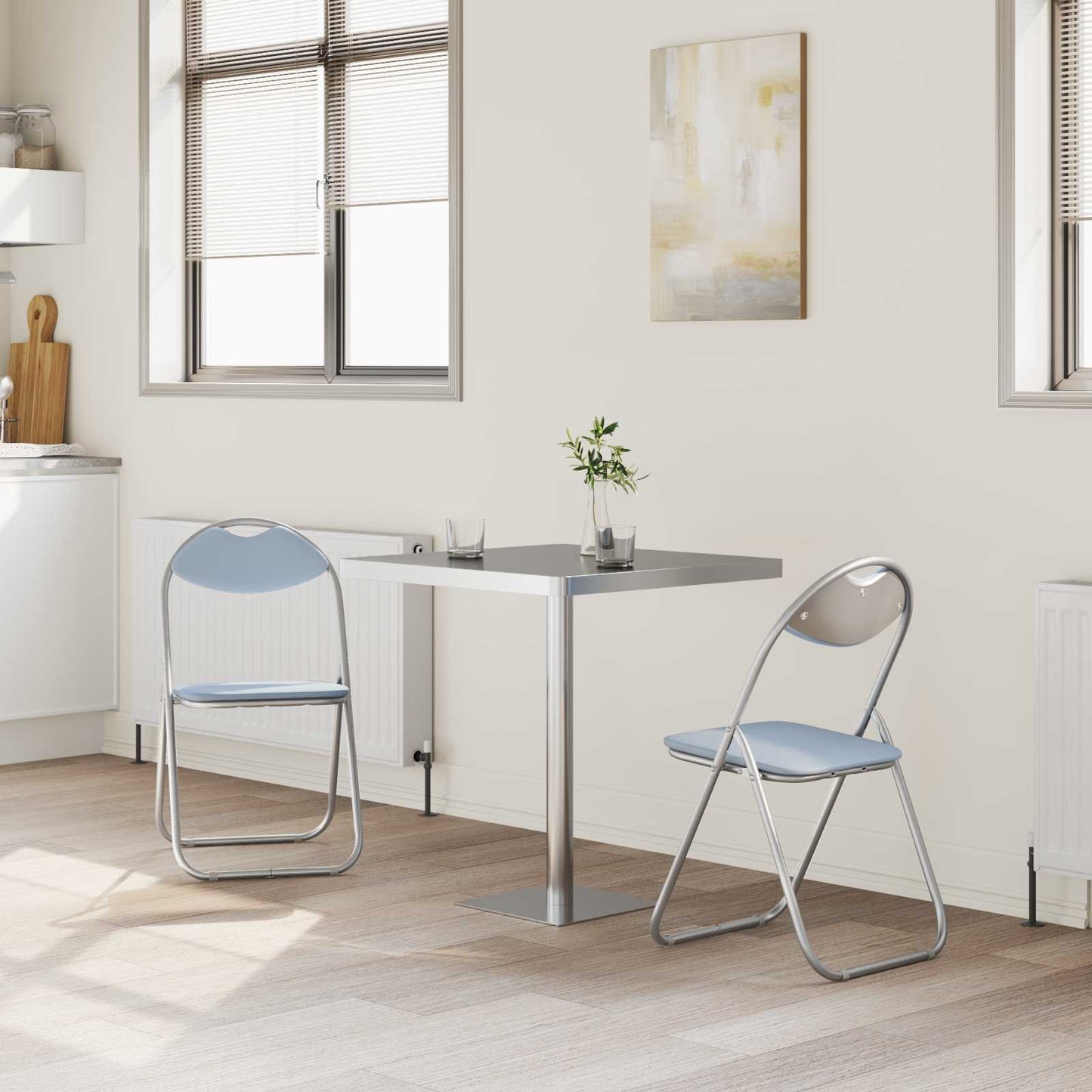 vidaXL Σαλονάκι Τραπεζαρίας Αναδιπλούμενο 2 pcs Γκρι PVC ατσάλι