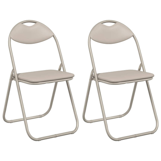 vidaXL Πτυσσόμενη Καρέκλα 2 pcs Άμμος 48 x 43,5 x 81 εκ. Τεχνητό Δέρμα