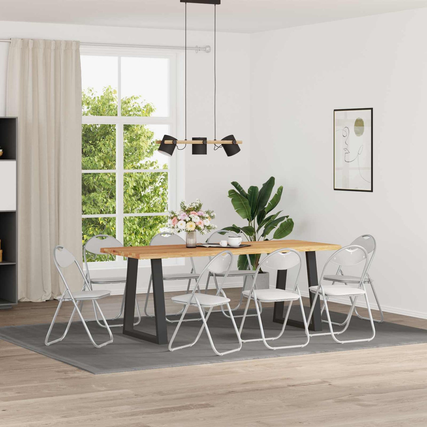 vidaXL Σαλονάκι Τραπεζαρίας Αναδιπλούμενο 8 pcs Λευκός PVC ατσάλι