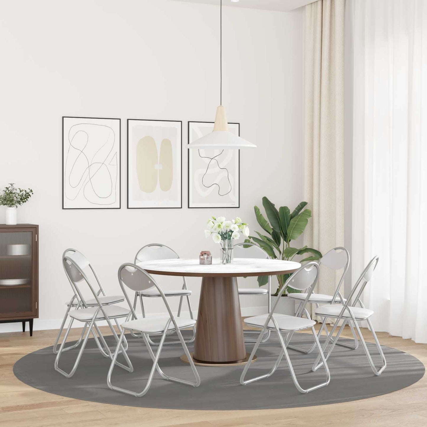 vidaXL Σαλονάκι Τραπεζαρίας Αναδιπλούμενο 8 pcs Λευκός PVC ατσάλι