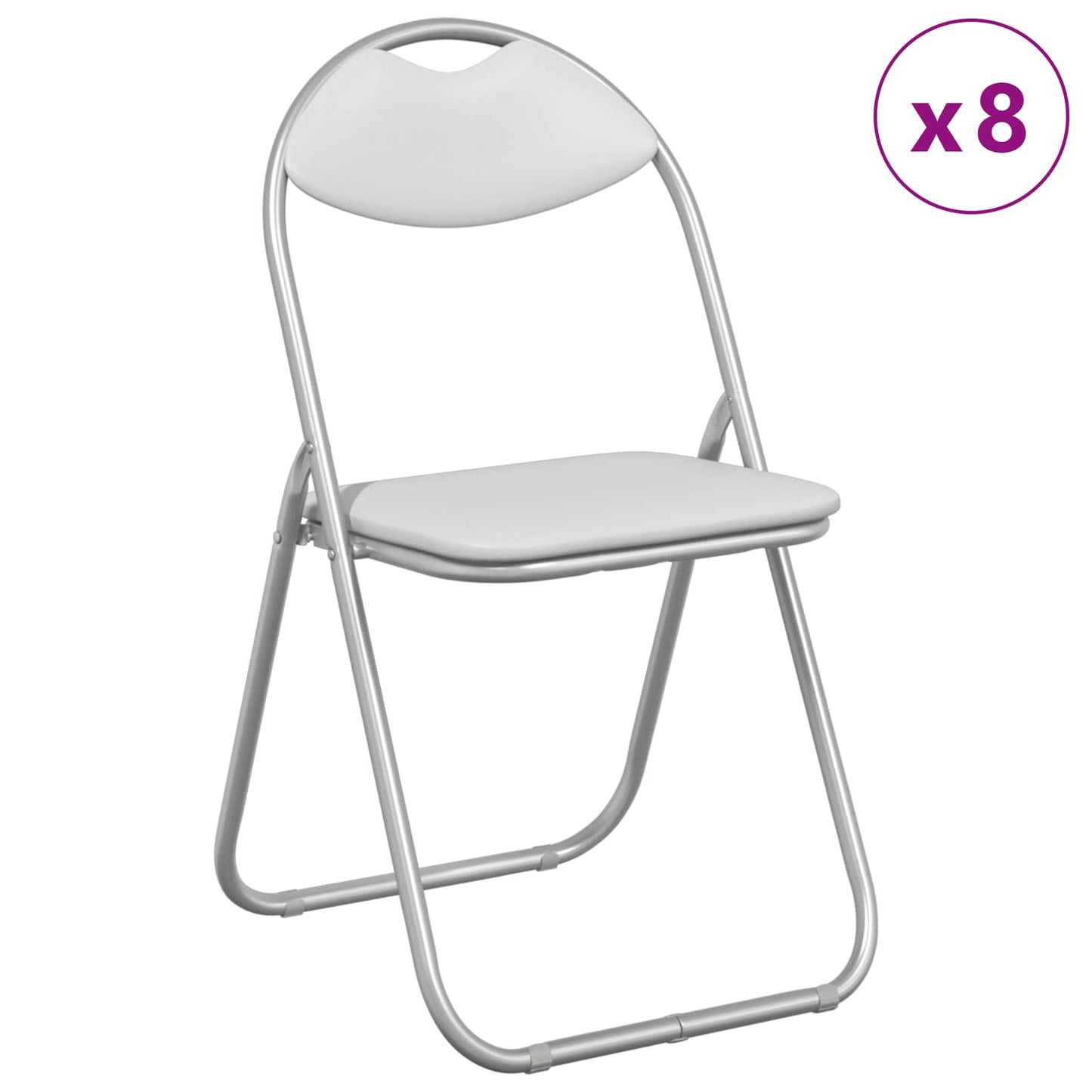 vidaXL Σαλονάκι Τραπεζαρίας Αναδιπλούμενο 8 pcs Λευκός PVC ατσάλι