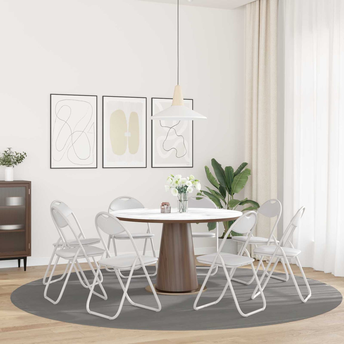 vidaXL Σαλονάκι Τραπεζαρίας Αναδιπλούμενο 8 pcs Λευκός PVC ατσάλι