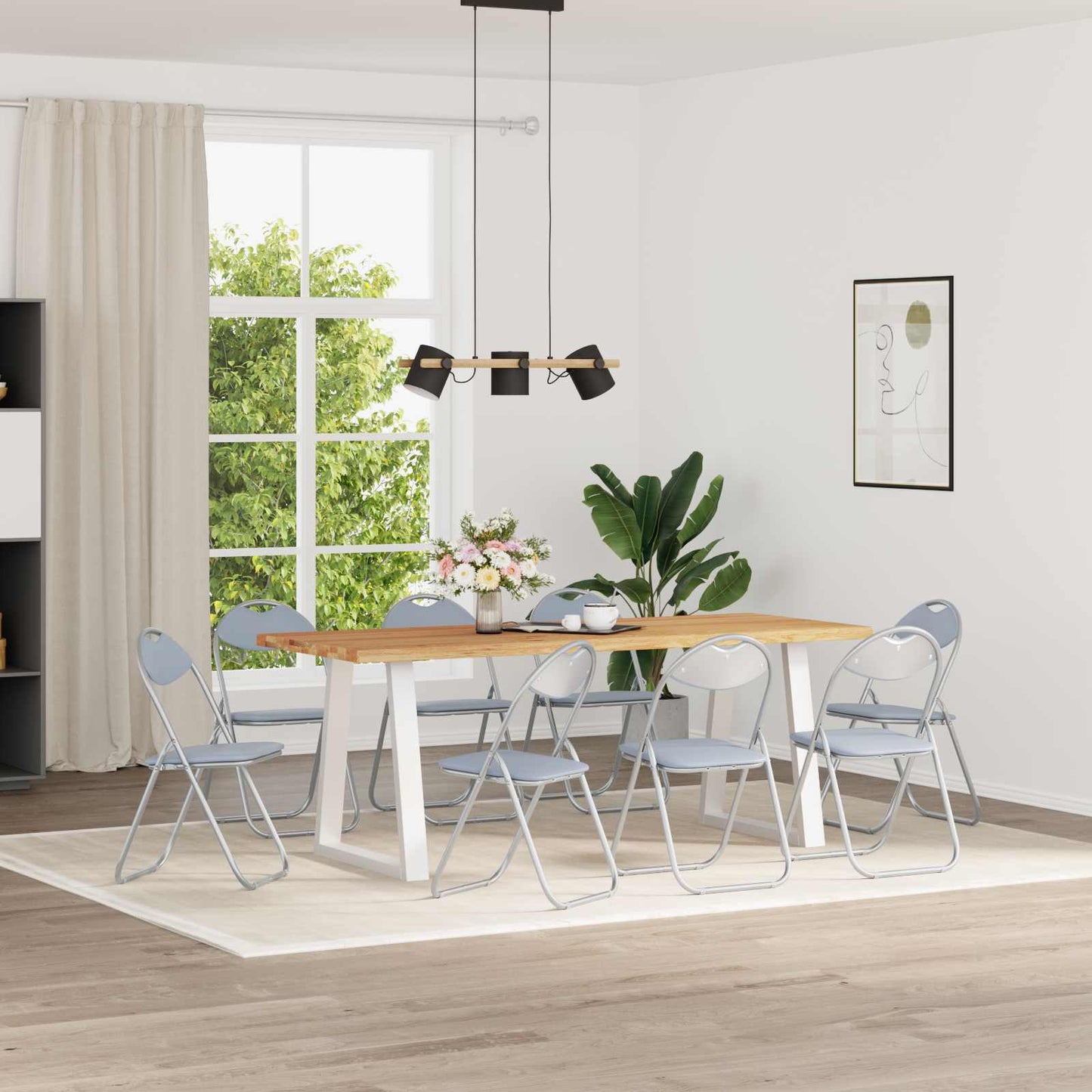 vidaXL Πτυσσόμενη Καρέκλα 8 pcs Γκρι 48 x 43,5 x 81 εκ. Τεχνητό Δέρμα
