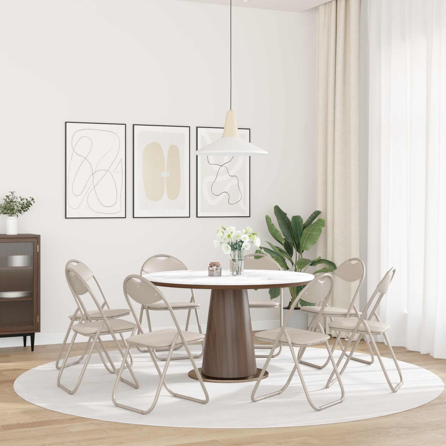 vidaXL Πτυσσόμενη Καρέκλα 8 pcs Άμμος 48 x 43,5 x 81 εκ. Τεχνητό Δέρμα