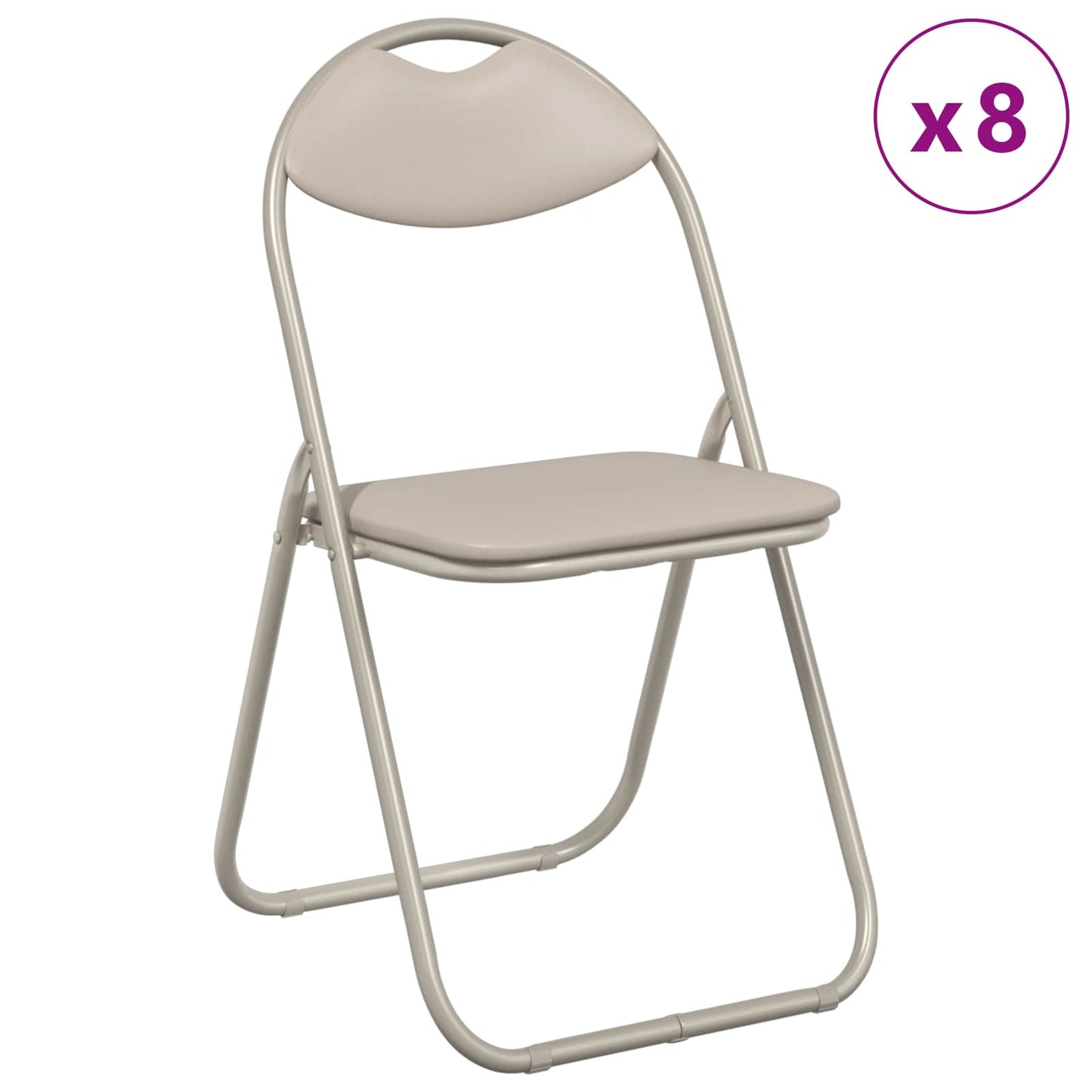 vidaXL Πτυσσόμενη Καρέκλα 8 pcs Άμμος 48 x 43,5 x 81 εκ. Τεχνητό Δέρμα