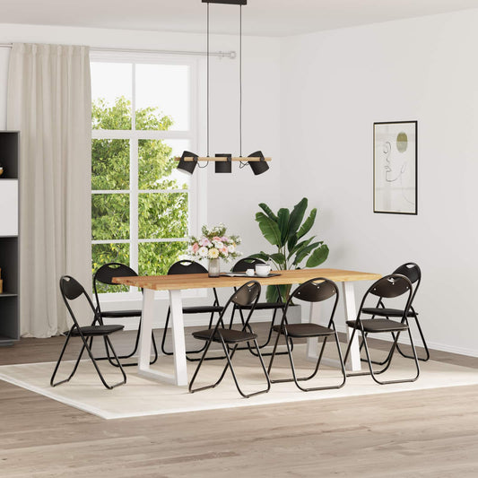 vidaXL Σαλονάκι Τραπεζαρίας Αναδιπλούμενο 8 pcs Μαύρο PVC ατσάλι