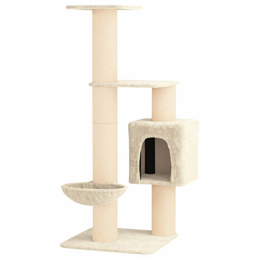 vidaXL Δέντρο γάτας με στύλους ξύρας Κρεμ 137 cm