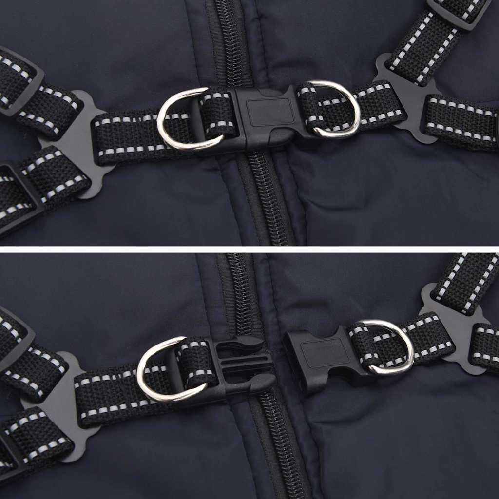 vidaXL Μπουφάν Σκύλου με ιμάντα Σκούρο μπλε 5XL Φλις και Πολυεστέρας