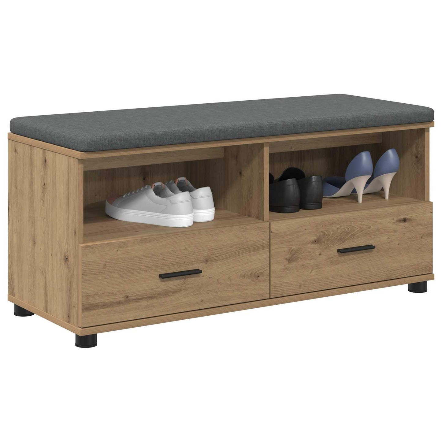 vidaXL Πάγκος Παπουτσιών με Μαξιλάρι Artisan Δρυς 100 x 38 x 46 εκ
