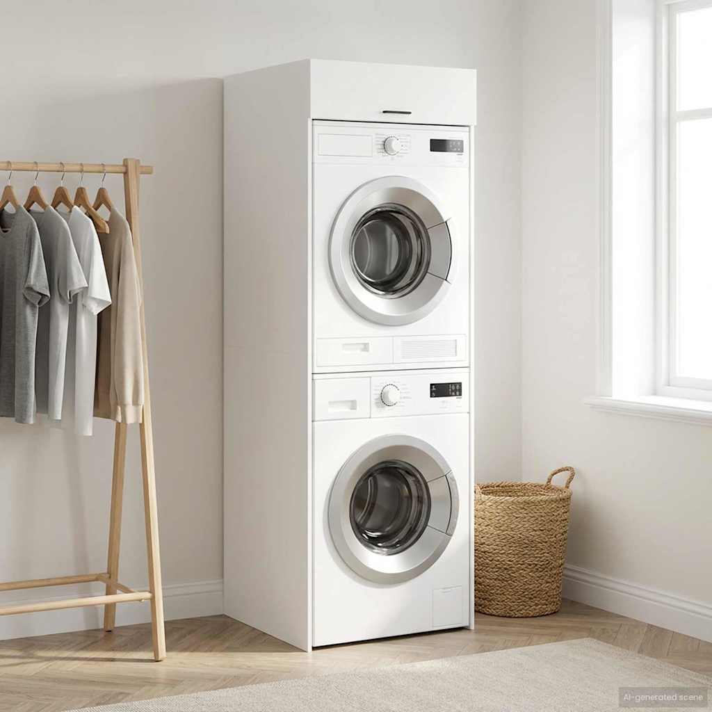 vidaXL Ντουλάπα Πλυντηρίου Λευκό 67,5 x 68 x 200 εκ Επεξεργασμένο ξύλο